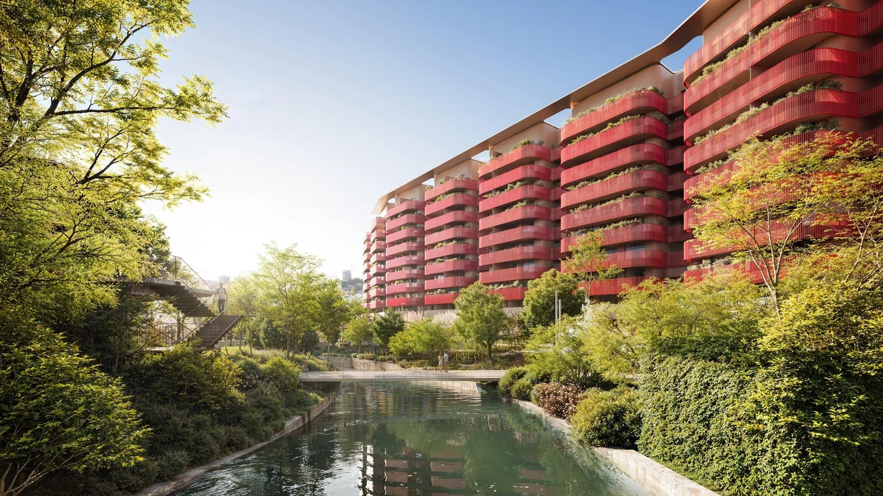 Visualização do Carmim Porto e do parque junto à Ribeira da Granja
